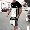 Round Neck T-Shirt And Track Shorts Fashion 3d Print Summer Drawstring Shorts Sets Casual Pattern Sportwear 2Pcs Outfits Men's Clothing