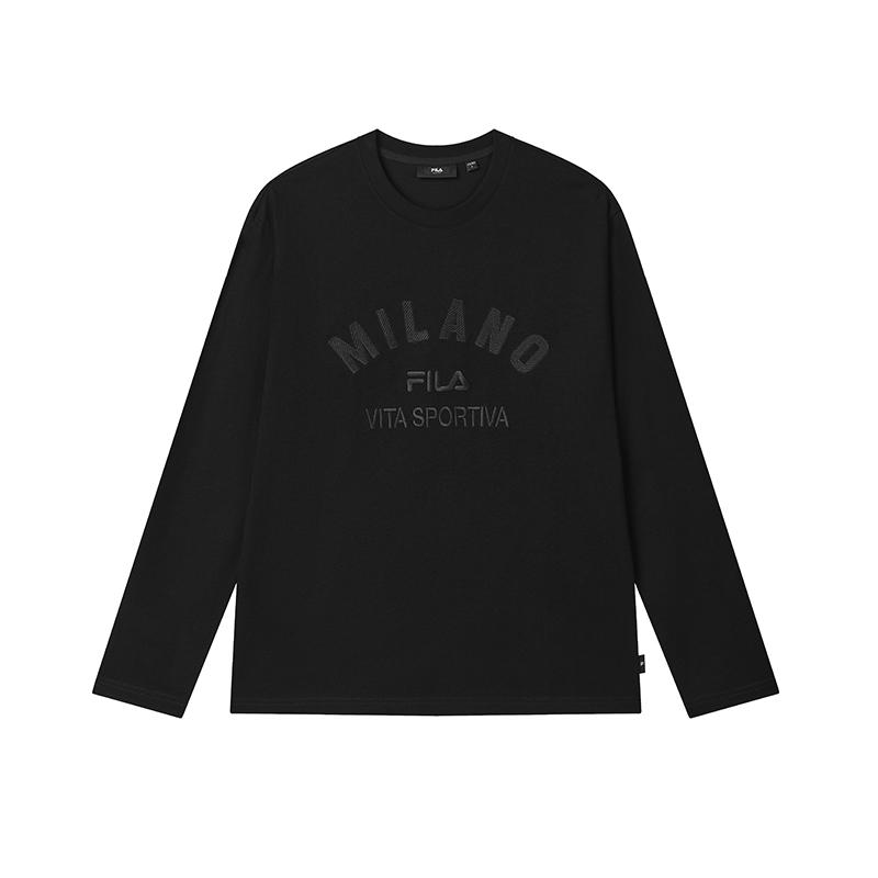 Fila Пуловер серии Milano Универсальная мода Удобный Персонализированный Вязаный С длинным рукавом Толстовка Мужская толстовка Черный F11M515208F-BK