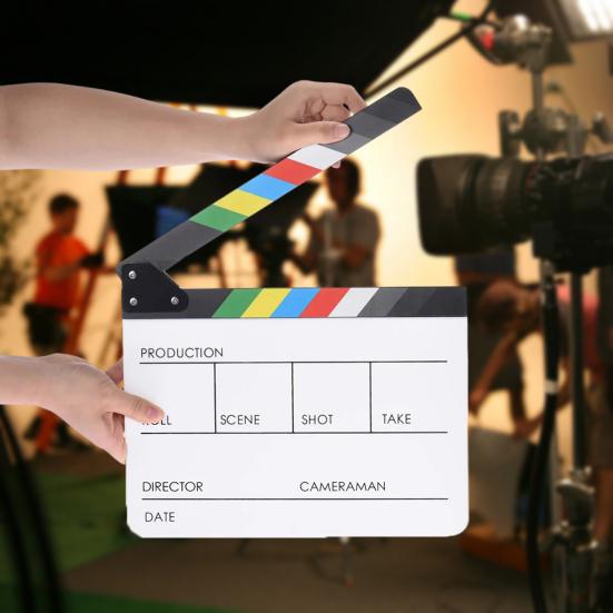 Film Clapper Board Acrylic Dry Erase Slate Colorful Director Video Scene Clapboard Cut Prop Whiteboard Marker Filming Tool