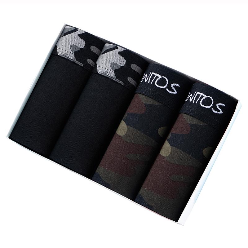 BONITOS 4 шт., сексуальные мужские трусы с принтом, камуфляжные боксеры для мужчин, хлопковые мужские трусы