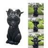 Black Cat Statue Mysterious Cute Cat  Hand-Painted Sculpture for Halloween Resin Ornaments Witch Cat Figurine Witches Decor