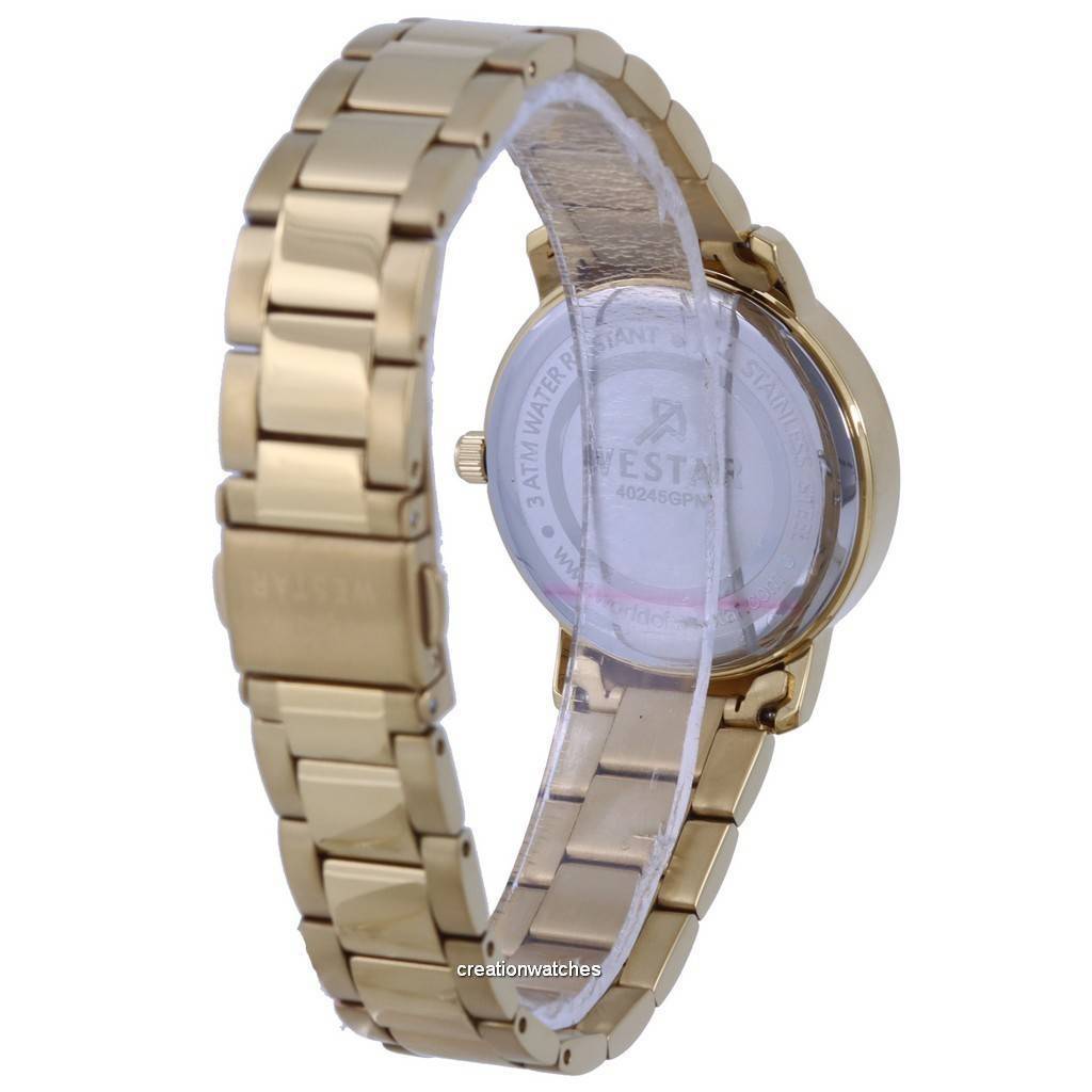 Westar Silver Dial Gold Tone Stainless Steel Quartz 40245 GPN 102 Women's Watch