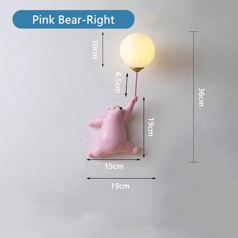 Nordic Creative LED Teddy Bear Cartoon Настенный светильник для детской спальни, прикроватный, синий, белый, розовый, теплый, уютный фон