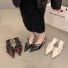 High Heels Women's Spring and Summer 2025 New Retro Pointed Heel Belt Buckle Bag Head Single Shoes with Skirt Sandals