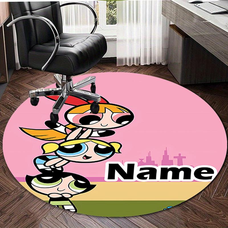 Personalized The Powerpuff Girls Round Chair Office Rug - Perfect for Mat, Office Chair & More - Ideal Gift for Birthdays and Holidays