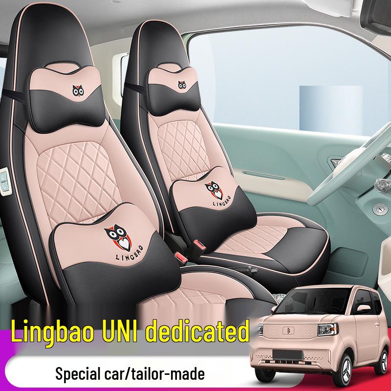 Lingbao UNI Cartoon Car Seat Cover - Full Coverage, Wear-Resistant Leather.