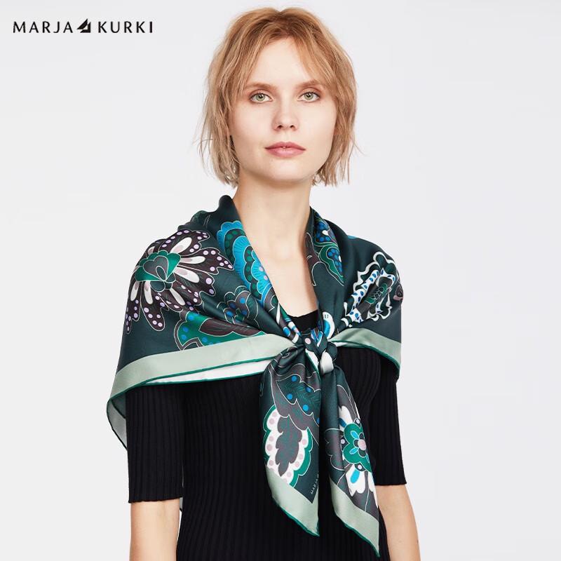 MARJA KURKI Women's Large Double-Sided Night Garden Mulberry Silk Scarf