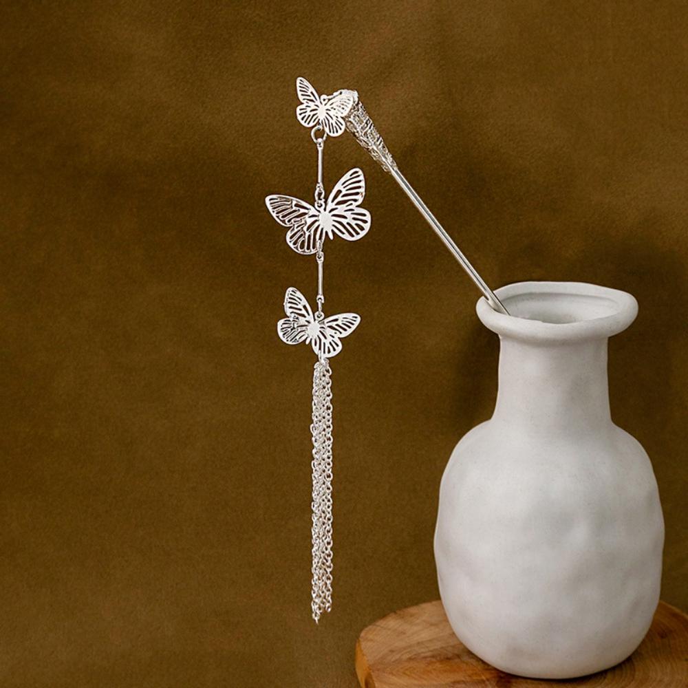 New Chinese Style Ethnic National Trend Hanfu Waterdrop Shaped Oil-Dripped Geometric Hollow Tassel Hairpin