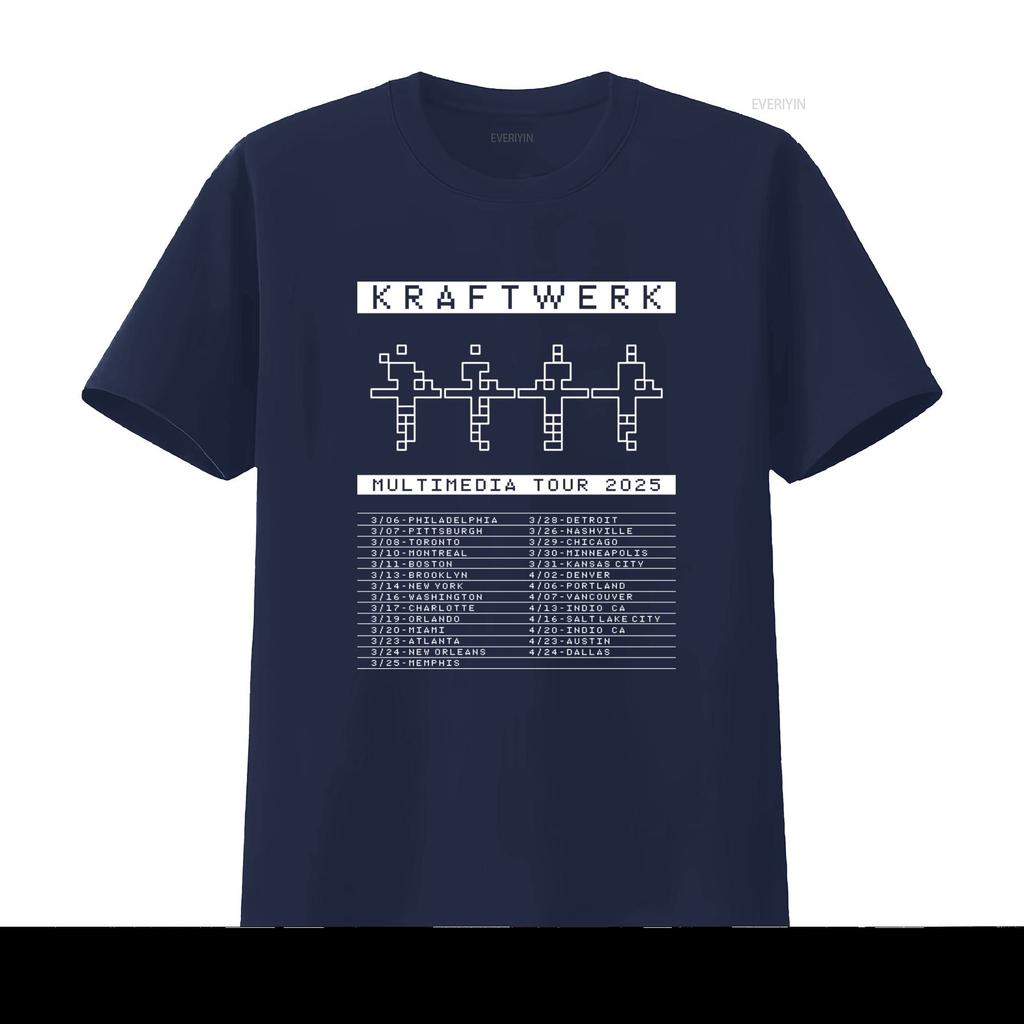 2025 Kraftwerk Multimedia Tour Dates T Shirt For Fashion Streetwear Vintage Stylish Breathable Fashion Stretched Homme