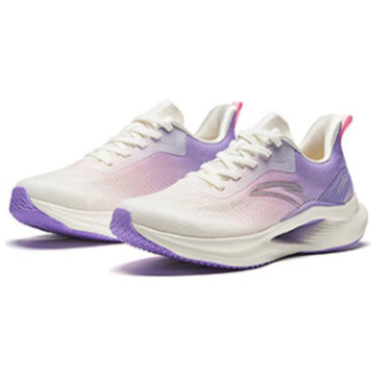 Anta Comfortable Versatile Shock Absorbing Non-Slip Low-Top Casual Running Shoes Women Sneaker White Pink Purple 122425536-4