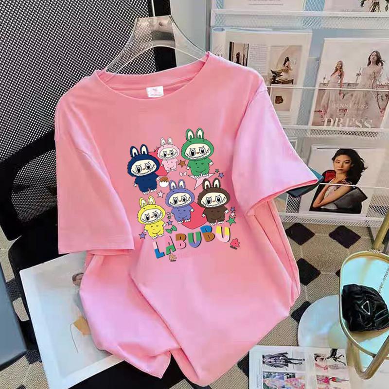 Local Brand Cotton Loose Short Sleeve T-shirts Women Printed Graphic Big Oversize Neck Round Tees