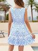 2026 Women's Summer Lace V-neck Sleeveless Midi Dress: European & American Style with Hollow Printed Design