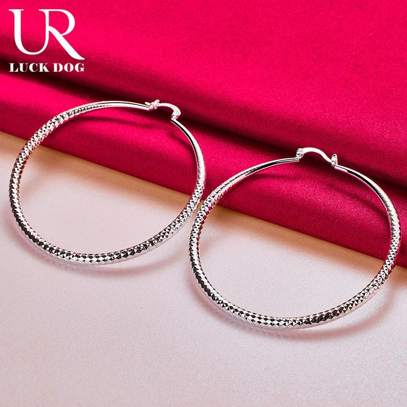 Серьги для пирсинга из стерлингового серебра 925 пробы, круглые, 70 мм, с текстурой дерева, модные свадебные украшения