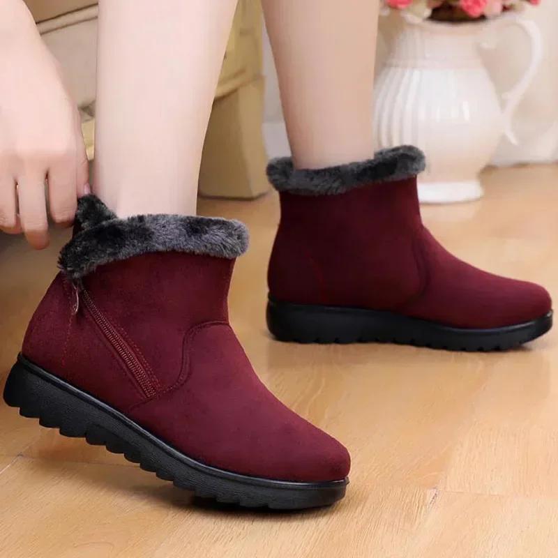 Fashion Zipper Design Winter Boots Women Warm Plush Snow Shoes Ladies Ankle Boots Comfort No-slip Loafers Designer Casual Flats