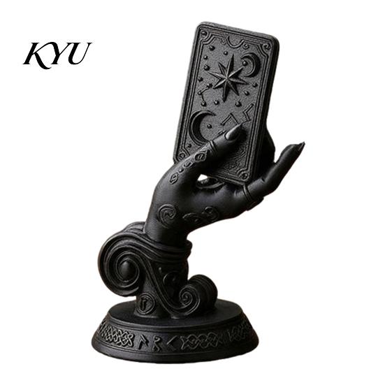 Witchy Home Office Accent 3D Printed Mystic Hand Tarot Card Holder Statue, Gothic Witch Unique Gift for Occult Enthusiasts Palm Figurine, Dark Desktop