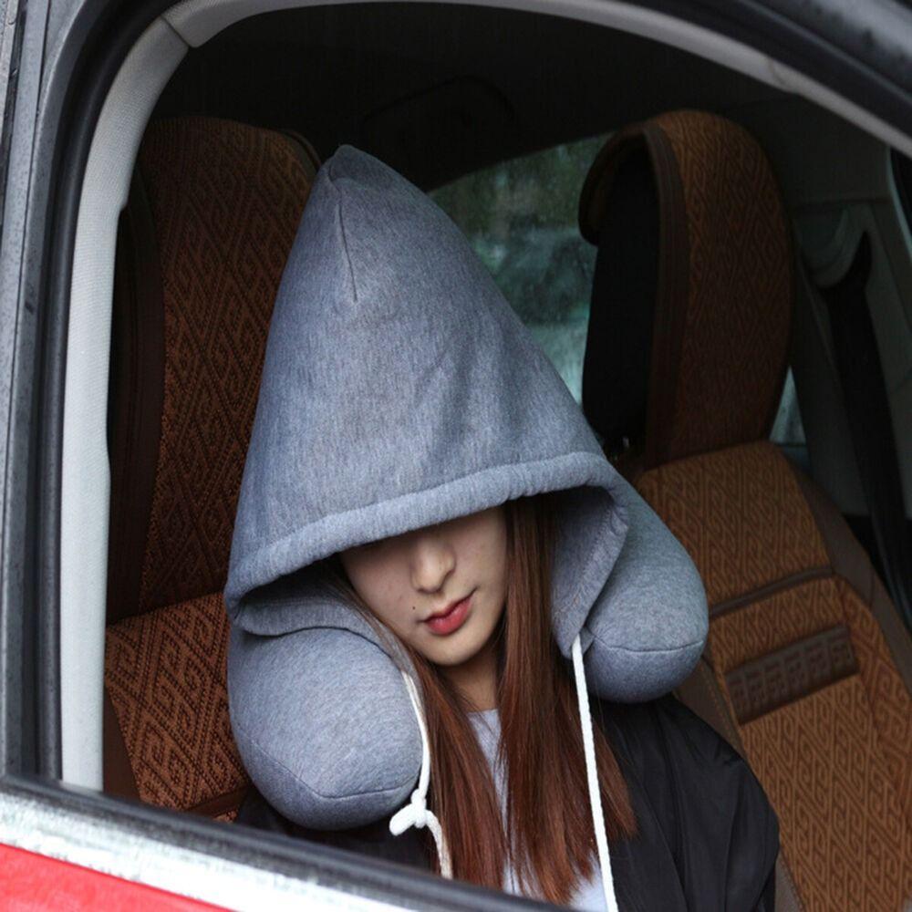 With Hoodie Neck Sleeping Cushion Head Rest Neck Pillow Hooded Travel Pillow Airplane Pillow