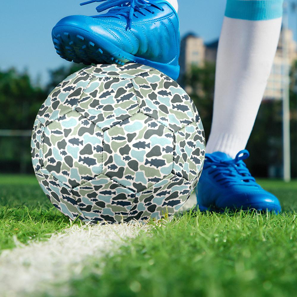 1pc Fish Camouflage Soccer Ball Size 5 Football Machine Sewn Indoor/Outdoor Universal Football Q16