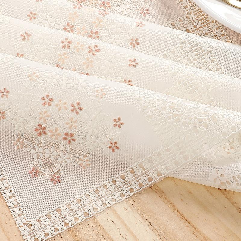 Thickened PVC Waterproof Lace Tablecloth Plastic Wash Free Dustproof European Tea Table Mat Home Decor