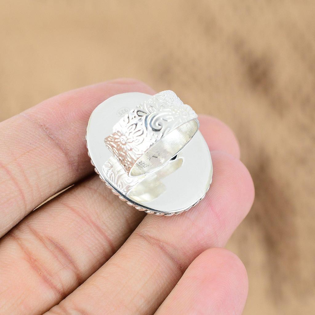 Oval September Birth Lapis Lazuli Stone Wedding Ring Jewelry 925 Sterling Silver