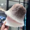 Зимняя кроличья шерсть постепенное изменение радужная шапка рыбака детская осенне-зимняя теплая холодная шапка для умывания вязаная шапка-ведро