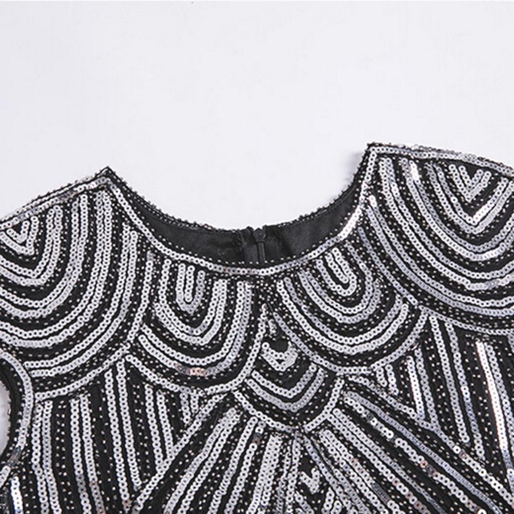 Модная женская одежда, винтажное женское платье с блестками и кисточками, шею без рукавов, банкетное, коктейльное платье