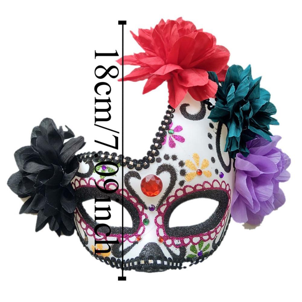 Fashion Halloween Mask Flowers Flower Wearing Ghost Mask Mexican Day of The Dead Mask Girls Lady