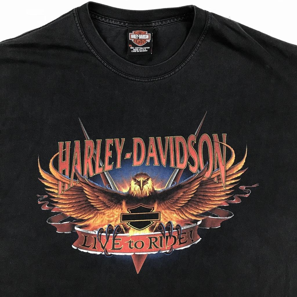 Винтажная футболка HARLEY DAVIDSON MOTORCYCLE LIVE TO RIDE XL байкер из делавэра 90-х