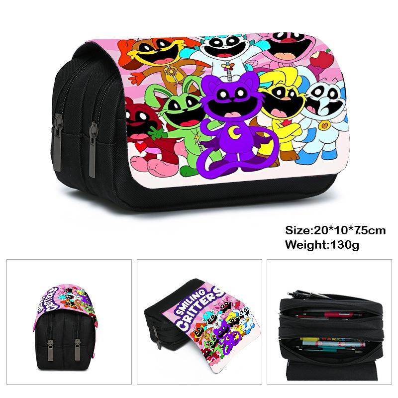 Printed Polyester Pencil Case, Large-Capacity Storage Bag, Double-Layer Flip Cover, Stationery Box.
