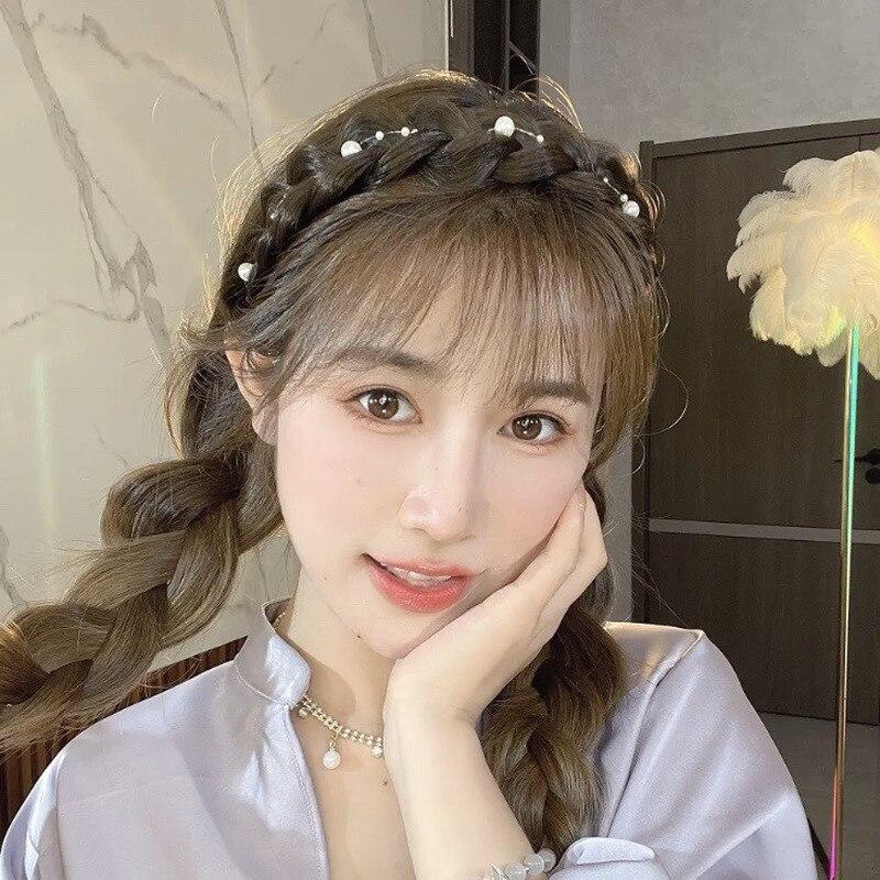 Модные косы, парик, повязка на голову, головные уборы, синтетическая коса из рыбьей кости, цельная повязка на голову, плетеные женские аксессуары для укладки волос