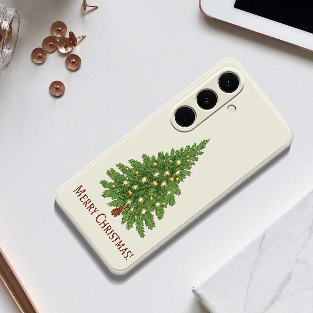For Samsung Galaxy S25+ Case Christmas Tree Pattern Printing Straight Edge TPU Phone Back Cover