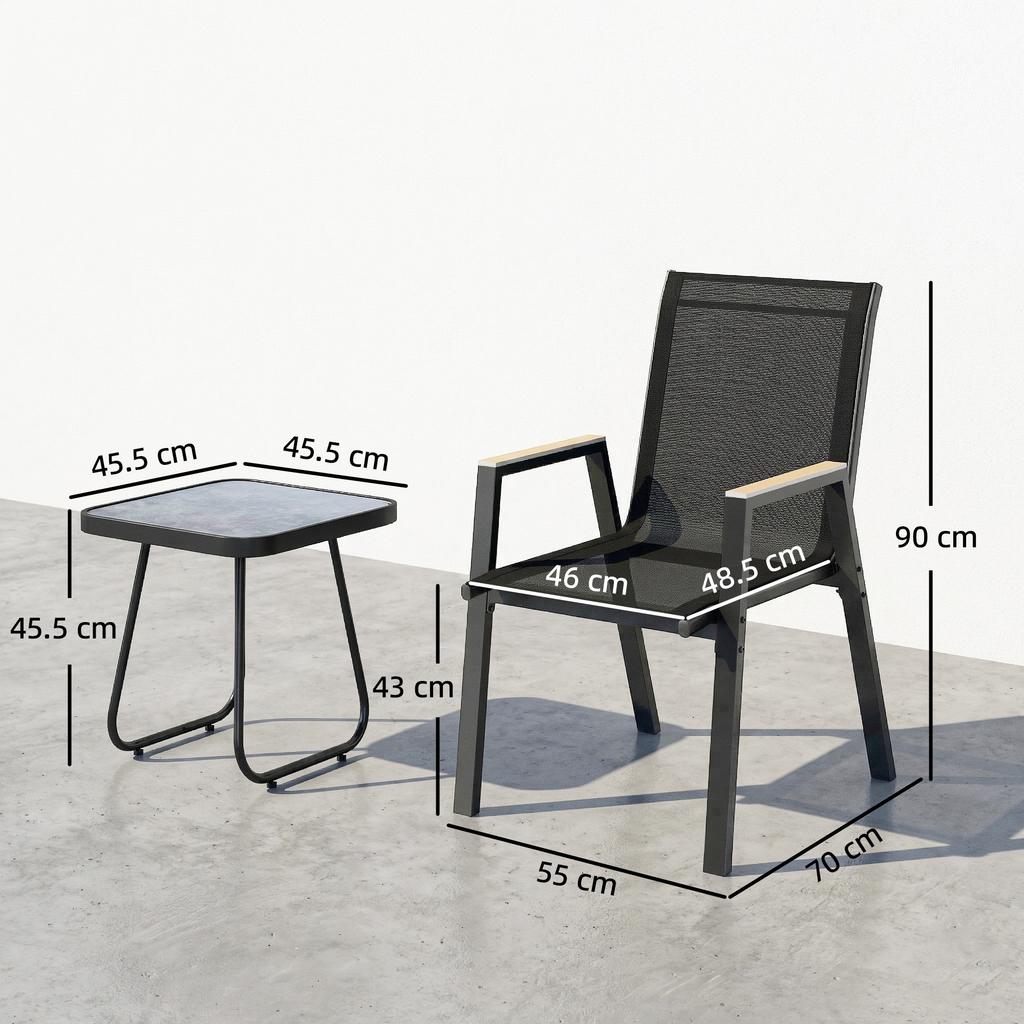 3-Piece Outdoor Bistro Set, Small Table with Adjustable Feet