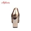 Aphixta 2025 Autumn Champagne 7cm Chunky Heels Pumps Women Shoes Pointed Toe Pumps Super Big Size 50