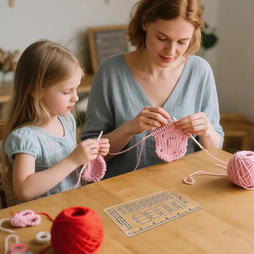 Быстрая линейка-измеритель для вязания, измеритель размера спиц для вязания крючком с двойной метрической и имперской шкалой, портативный инструмент для рукоделия 15x6см