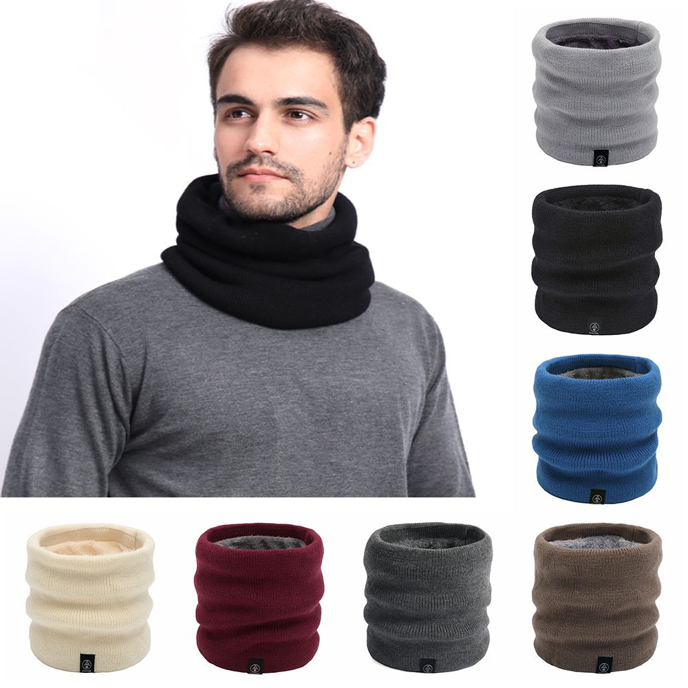Thick Collar Scarf Fleece Lined Knitted Scarf Circle Loop Scarves Winter Neck Gaiter Neck Warmer
