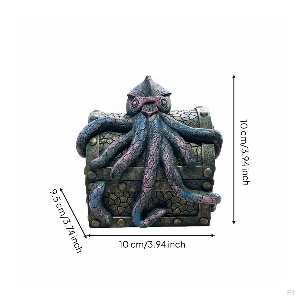 Sea Creature Chest Resin Storage Box Antique Bronze Treasure Organizer
