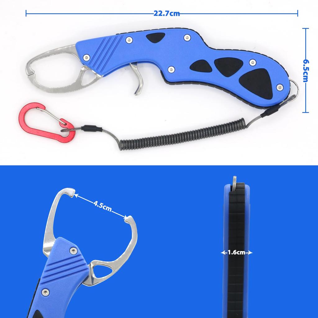 YOZOTA Fish Grip, Aluminum Alloy, Rust-Resistant, Lightweight and Compact Design, 25kg Weight Capacity, Includes Carabiner and Spiral Cord, Perfect