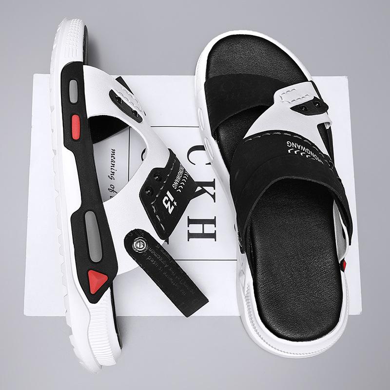 Тапочки мужские летние трендовые верхняя одежда нескользящие износостойкие спортивные двойного назначения для вождения на открытом воздухе вьетнамские пляжные сандалии