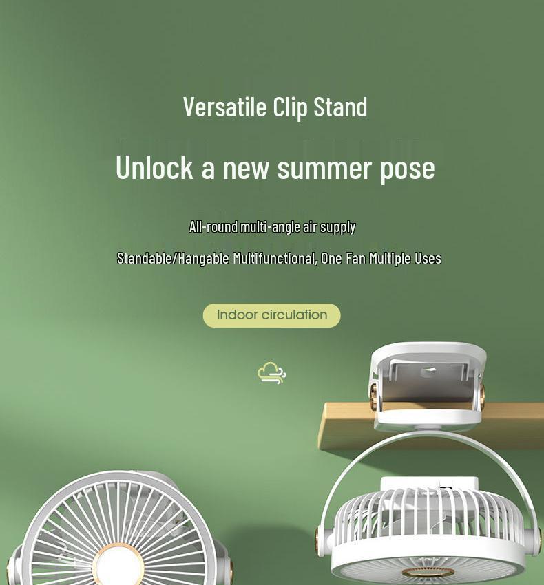 USB Rechargeable Portable Clip-On Desk Fan for Dorms