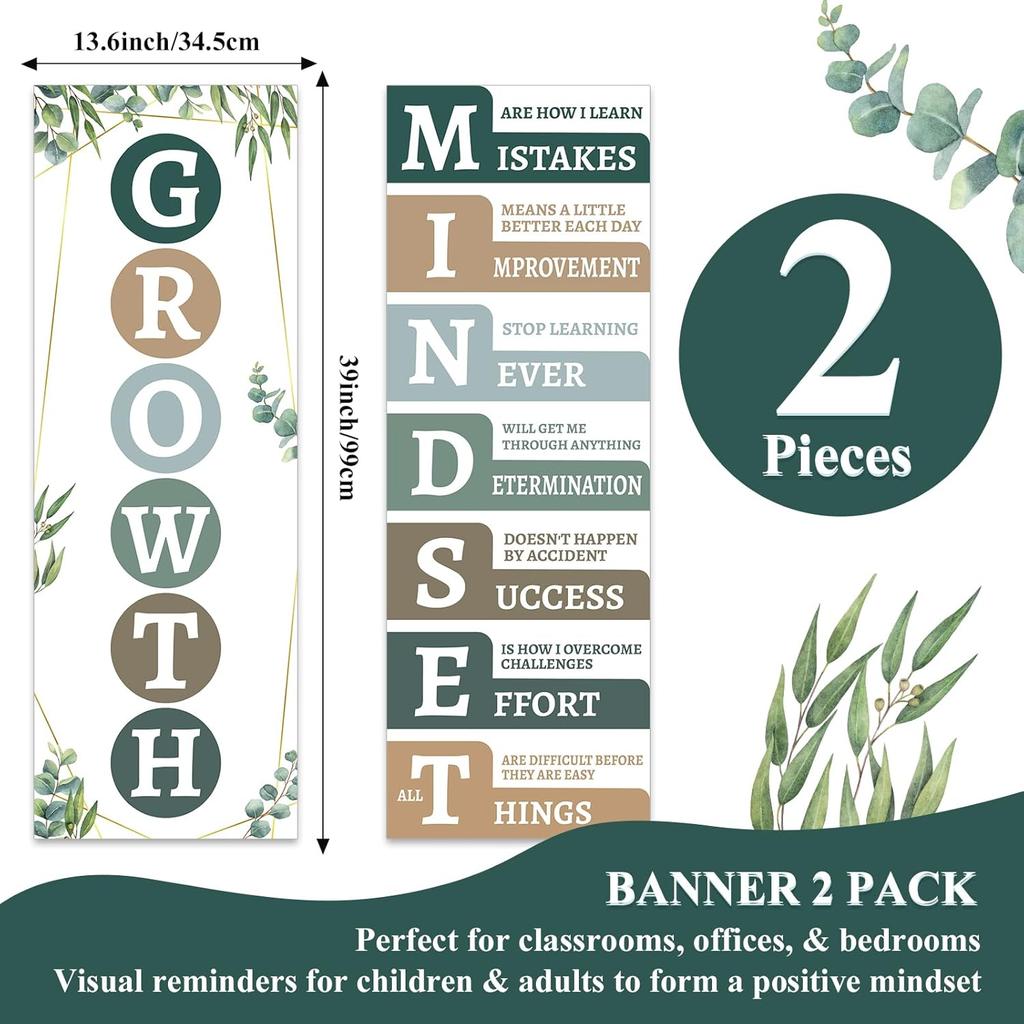 Growth Mindset Posters for Classroom Motivational Posters Decorations Bulletin Board Banner Eucalyptus pirational School Poster