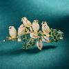 Chinese Magpie & Flowers Zircon Brooch – Exquisite Cheongsam Accessory