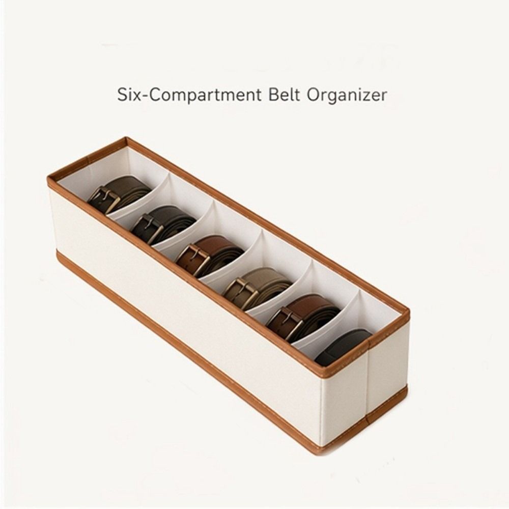 Multifunctional Belt Organizer Storage Box 6 Compartments Waist Belt Container For Belts