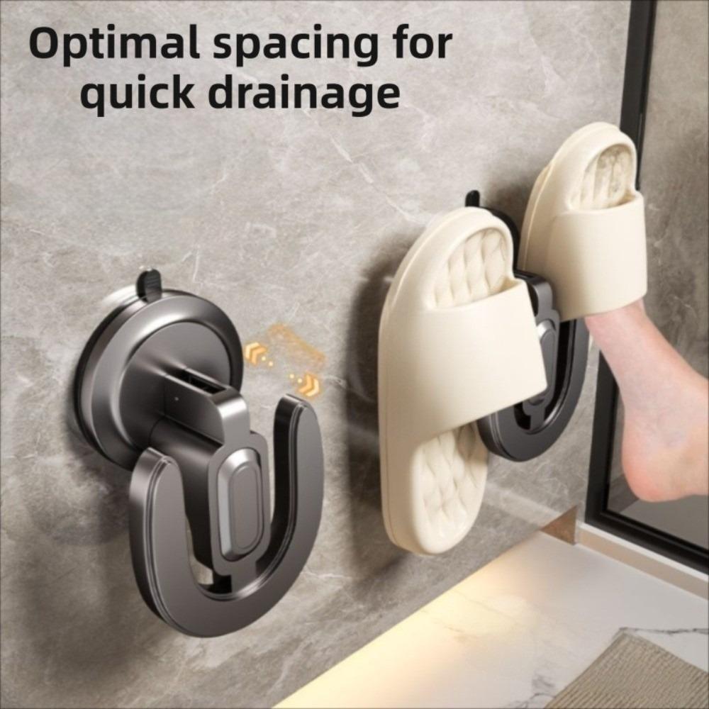 2pcs Suction Cup Drainage Storage Rack Wall Mounted Bathroom Sandal Holder  Balcony
