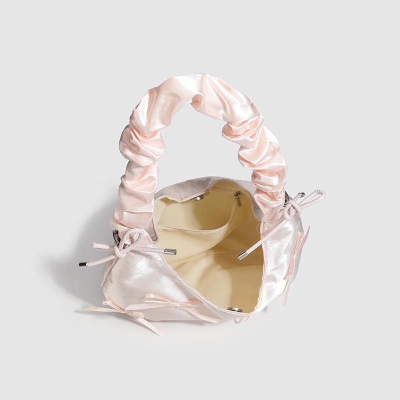 Сладкая Девушка Сумка-облако с бантом, Плиссированная маленькая сумка для ношения в руке, Сумка на одно плечо/подмышку