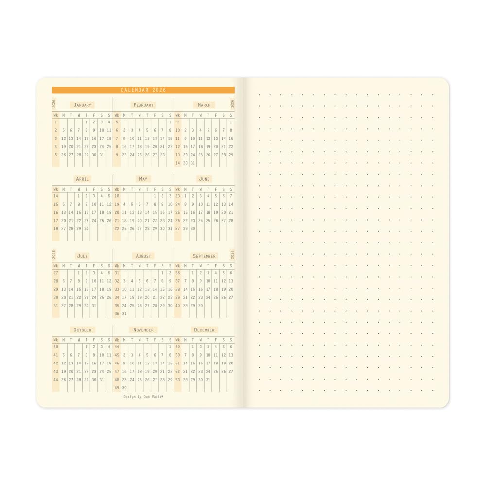 Rhodia 2026 Edition Diary with Monthly Diary Mini x Earth with PVC cf117395cv2kh Pocket-Sized Blocks, "Monthly (7.5 12cm) Tone" Cover, Khaki,