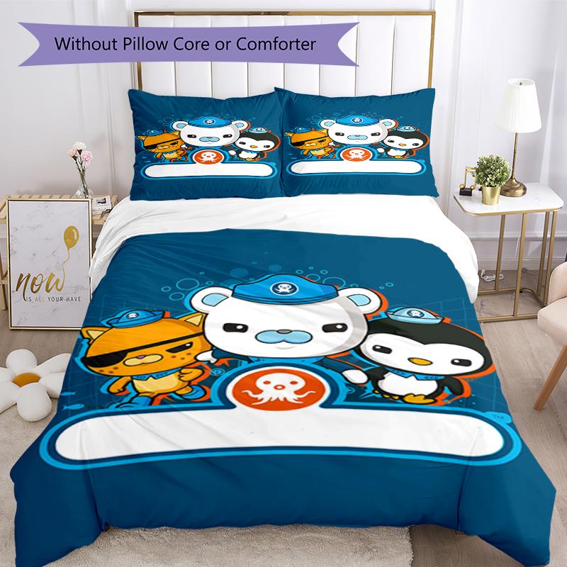 3pcs Octonauts Bedding Set Duvet Cover Closure Includes 1 Duvet Cover & 2 Pillowcases, Soft and Comfortable for All Seasons.