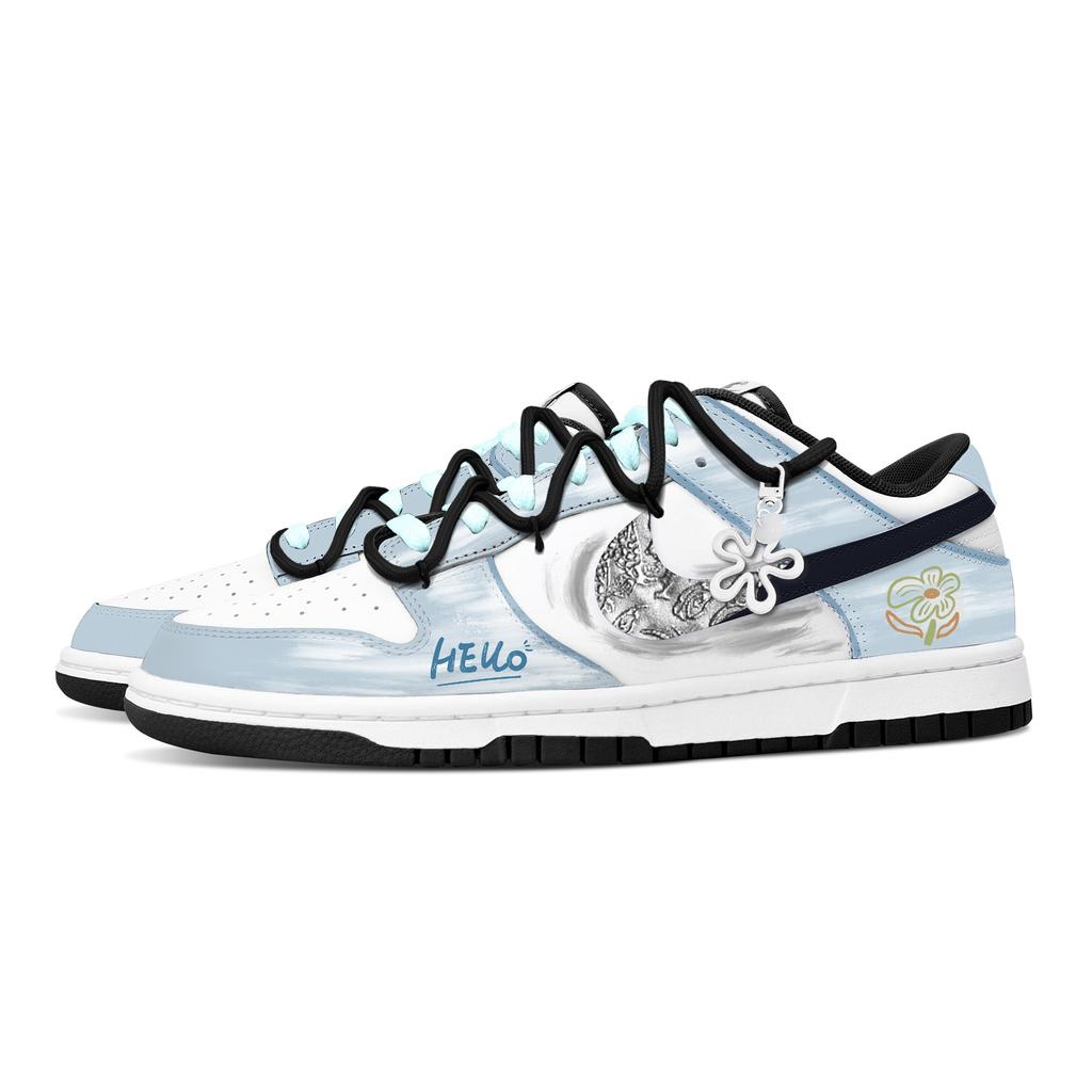 Nike Dunk Wind Dwelling Hibiscus Кожаные Устойчивые к истиранию Низкие Кеды для скейтборда Унисекс Синие HF5441-100(Команда529-)