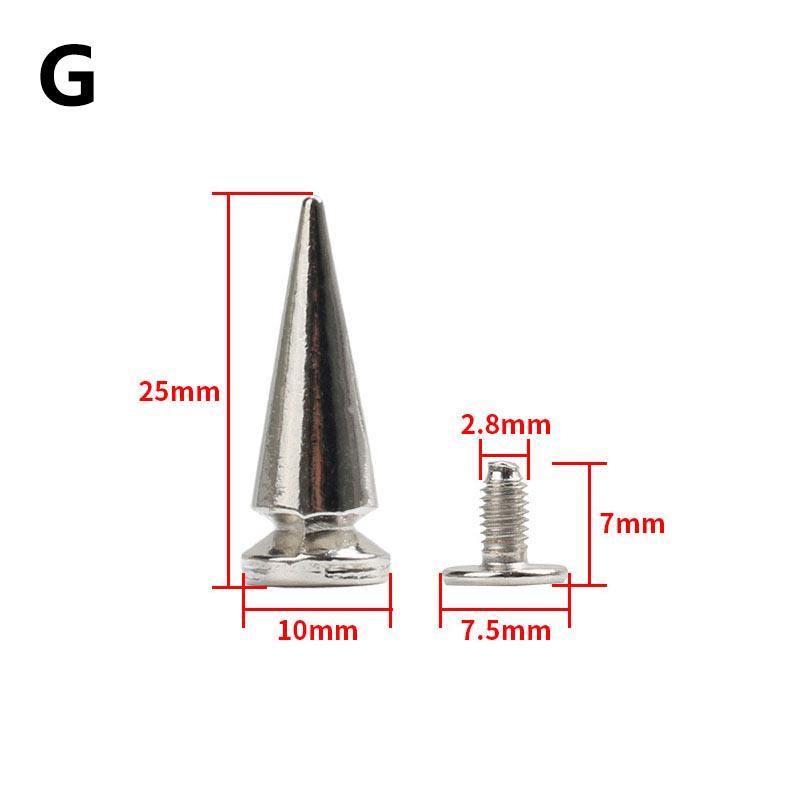 Fashion Luxury 10Sets Metal Punk Sharp Warhead Screw Rivets Studs Crafts Leather Belt Watchband Warhead Head Rivets Spikes Decor Nail Buckles