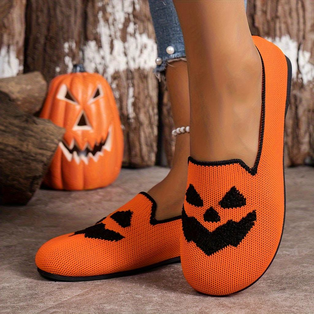 2025 New Women's Halloween Pumpkin Print Breathable Shoes