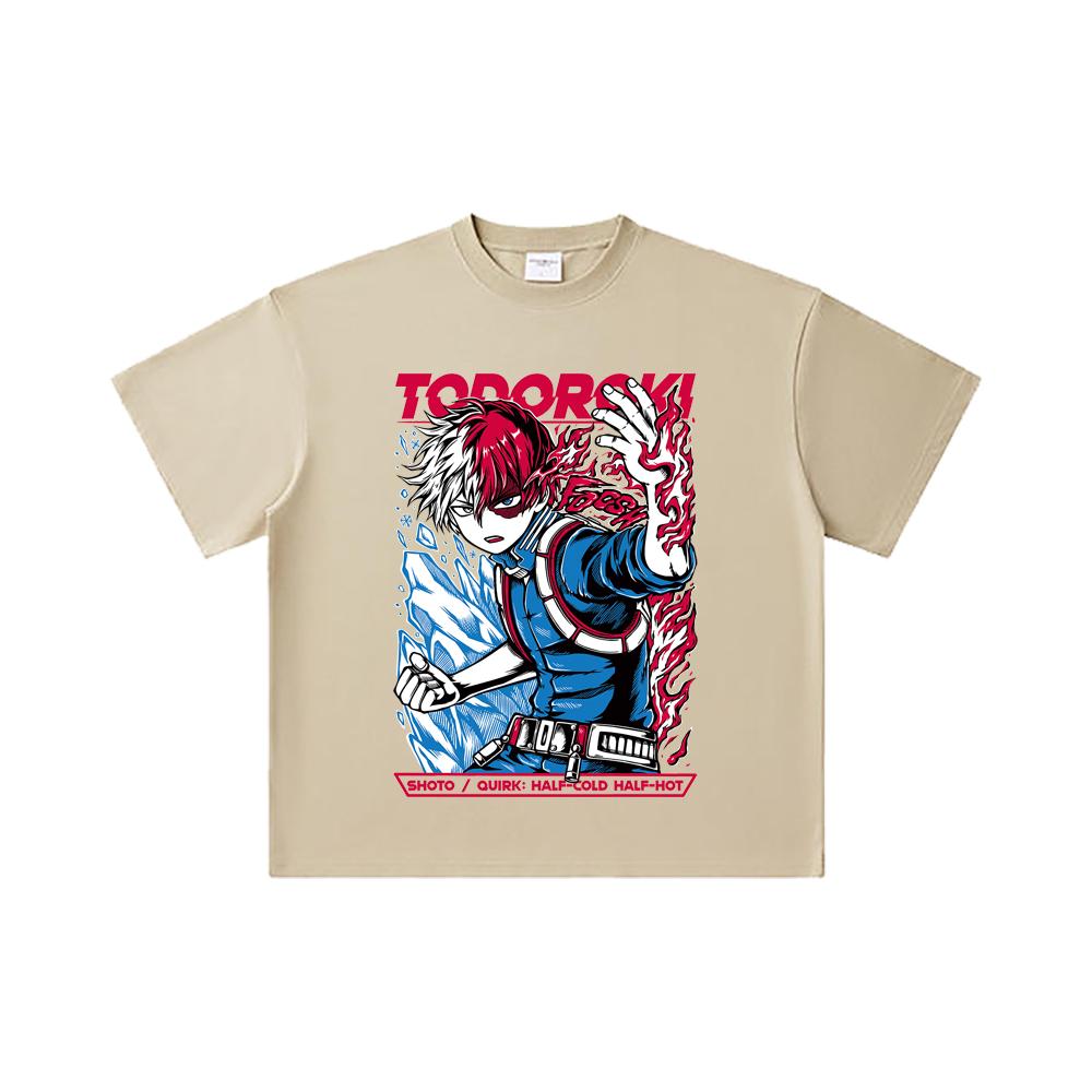 260 GSM Double Yarn 32 Count 100% Cotton My Hero Academia V10 Shoto Print Unisex Heavy Cotton T Shirt