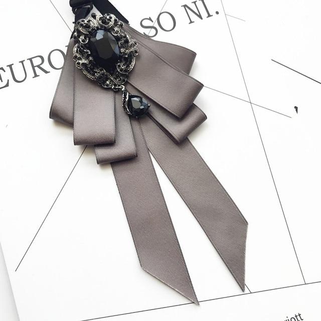 Винтажная брошь в виде галстука-бабочки из ткани с кристаллами, корейская мода, галстуки-бабочки, галстуки для женщин, белый рубашечный воротник, роскошные ювелирные аксессуары